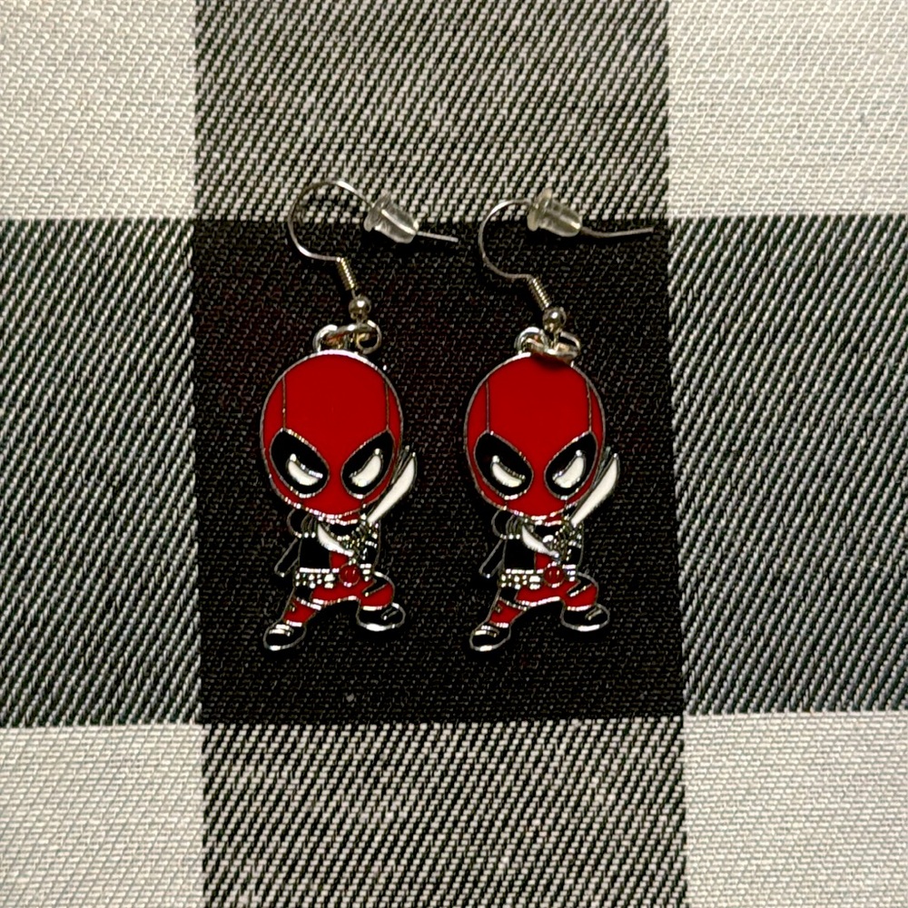 Handcrafted Deadpool Dangle Earrings - image 1